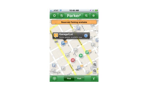 Parker iPhone App Picture