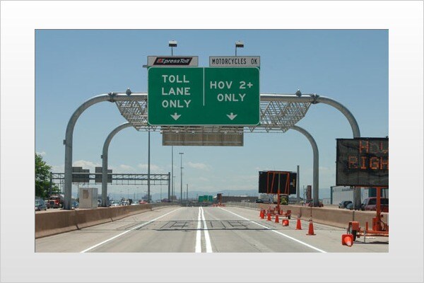 The HOT lane on a stretch of Interstate 25