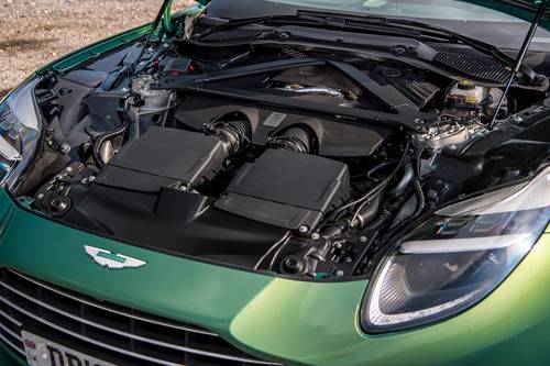 2024 Aston Martin DB12 V8 Coupe 4.0L V8 Turbo Engine Shown.