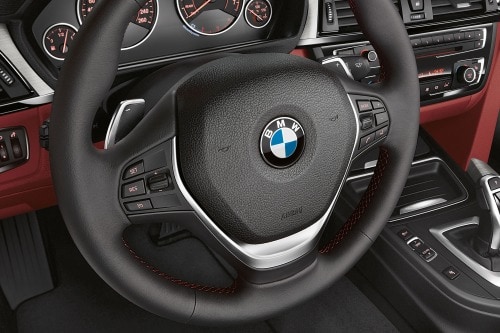 2017 BMW 4 Series 440i Coupe Steering Wheel Detail. Sport Line Package Shown.