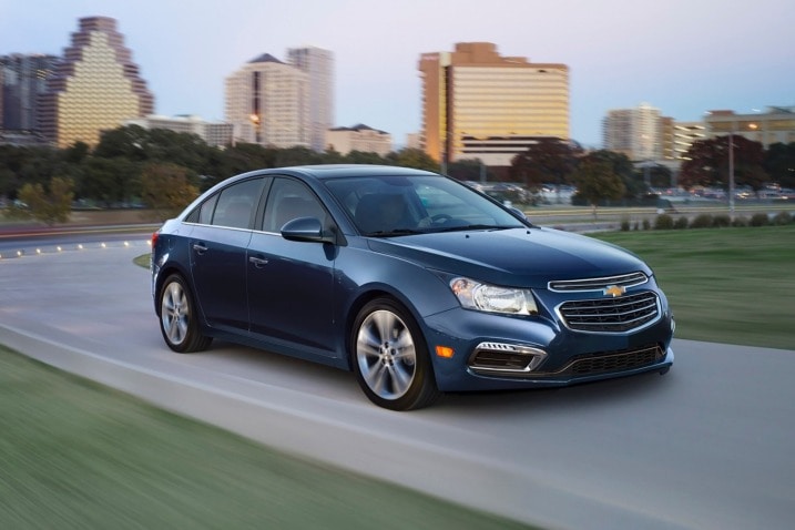Chevrolet offers more than 30-mpg with three models of its 2015 Cruze sedan, two running on regular gasoline and one on diesel.