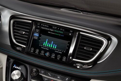 2017 Chrysler Pacifica Hybrid Platinum Passenger Minivan Center Console Shown
