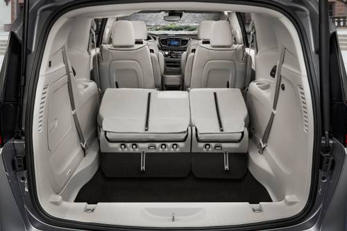 Chrysler Pacifica Hybrid Touring Plus Passenger Minivan Rear Seats Down Shown