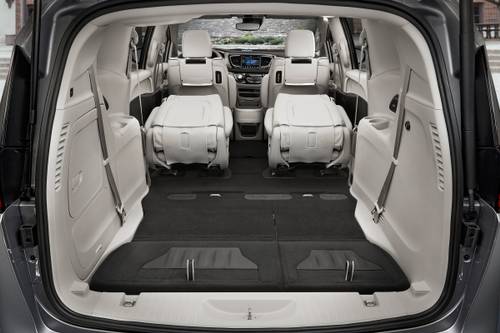 Chrysler Pacifica Hybrid Touring Plus Passenger Minivan Rear Seats Down Shown