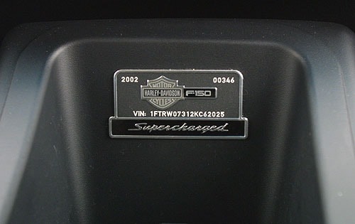 2002 Ford F-150 4dr SuperCrew Harley-Davidson Interior Plaque