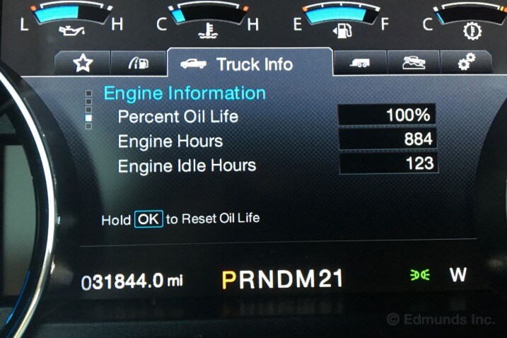 2017 Ford F 150 Edmunds Road Test The Oil Change Reminder F On While I Was Driving Our 2017 Ford 150 And A Quick Check Of Engine Information Screen Showed Life