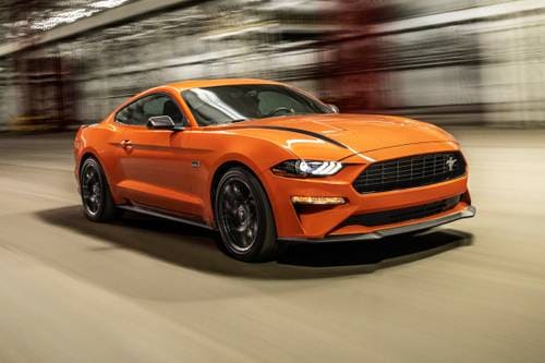 2021 Ford Mustang EcoBoost Coupe Exterior. High Performance Package Shown.