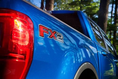 2020 Ford Ranger Lariat Crew Cab Pickup Exterior Detail. FX2 Package Shown.