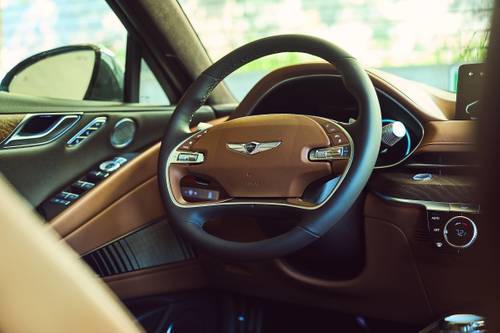 2023 Genesis Electrified G80 Sedan Steering Wheel Detail