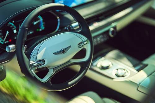 2023 Genesis Electrified G80 Sedan Steering Wheel Detail