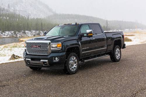 GMC Sierra 2500HD Denali Crew Cab Pickup Exterior. Optional 6.6L Diesel Engine Shown.