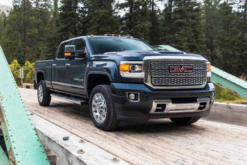 GMC Sierra 2500HD Denali Crew Cab Pickup Exterior. Optional 6.6L Diesel Engine Shown.
