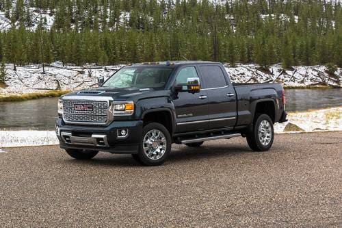 GMC Sierra 2500HD Denali Crew Cab Pickup Exterior. Optional 6.6L Diesel Engine Shown.