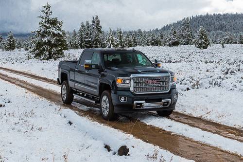 GMC Sierra 2500HD Denali Crew Cab Pickup Exterior. Optional 6.6L Diesel Engine Shown.