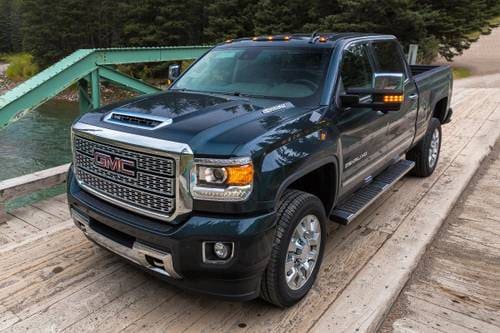 GMC Sierra 2500HD Denali Crew Cab Pickup Exterior. Optional 6.6L Diesel Engine Shown.