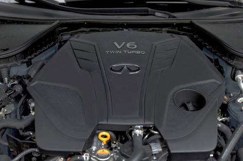 2023 INFINITI Q50 RED SPORT 400 Sedan 3.0L V6 Turbocharged Engine Shown