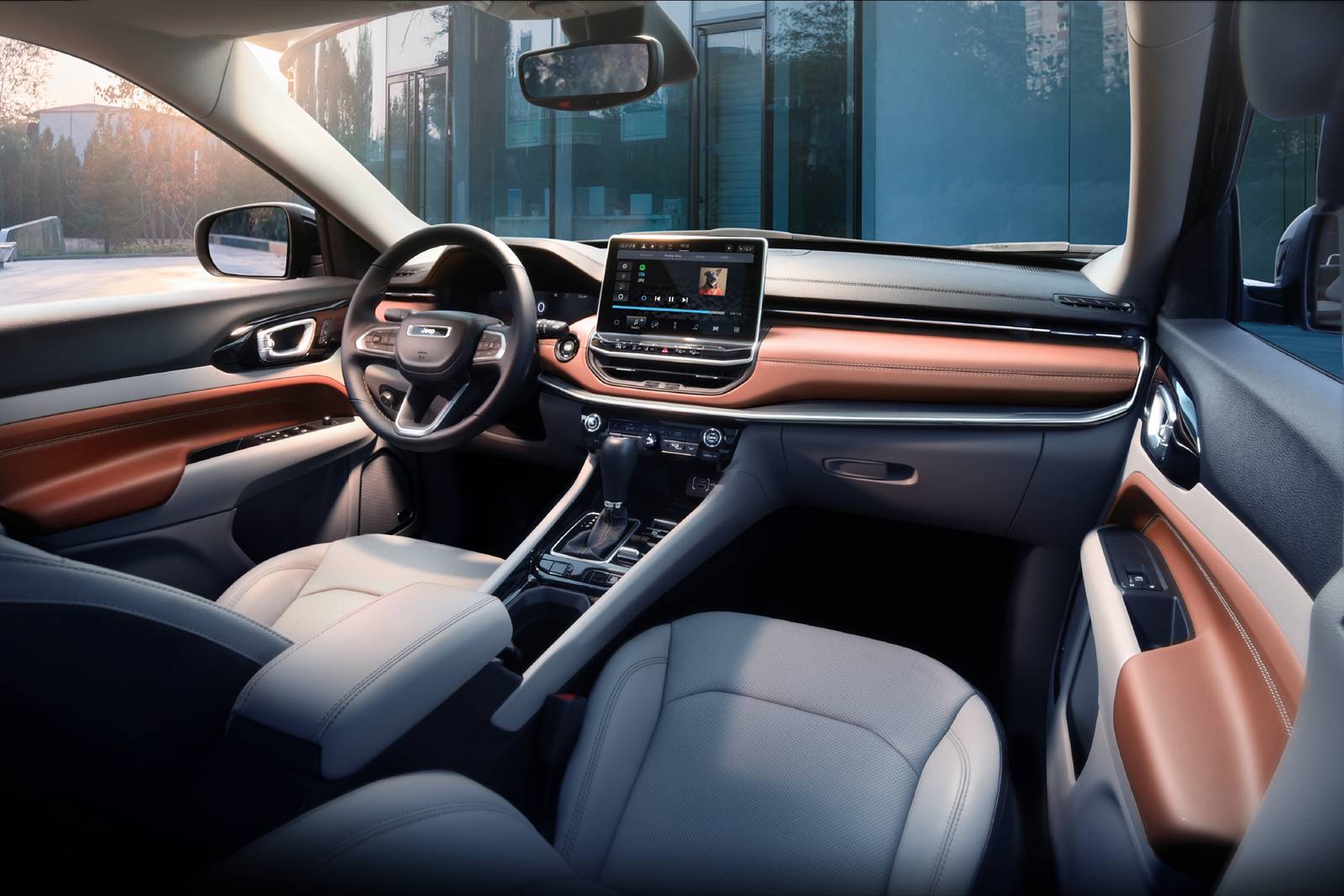 2026 Jeep Compass Latitude 7-inch digital cluster display showing driver information and vehicle data