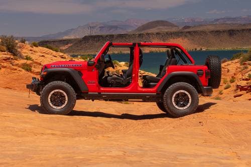 2025 Jeep Wrangler 4xe Rubicon Convertible SUV Profile Shown