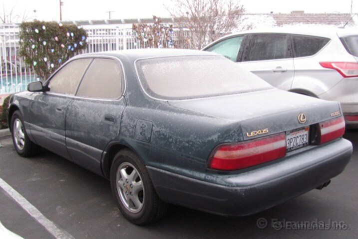 During the trip, the car acquired an overnight layer of ice crystals.