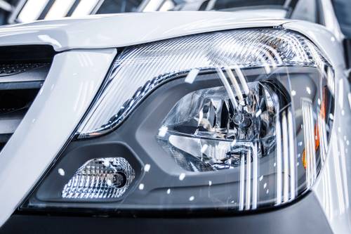Mercedes-Benz Sprinter Worker 144 WB Cargo Van Headlamp Detail