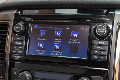 2017 Nissan Titan Platinum Reserve Crew Cab Pickup Center Console Shown