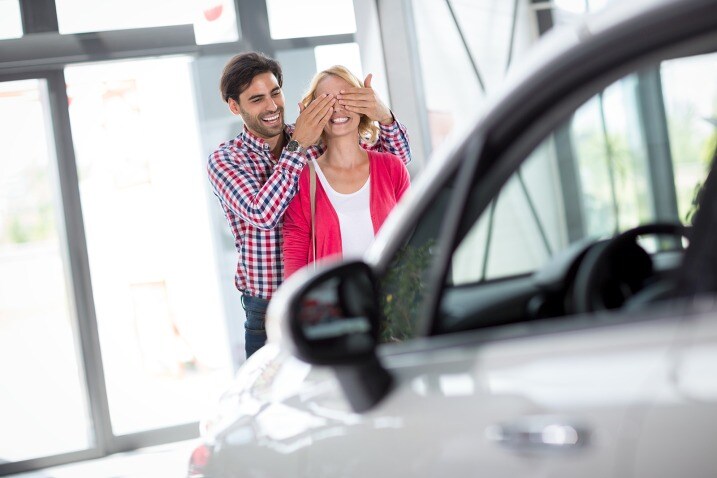 Make sure the salesperson knows that your car purchase is a surprise for a loved one. That will help avoid some of the tricky buying issues.