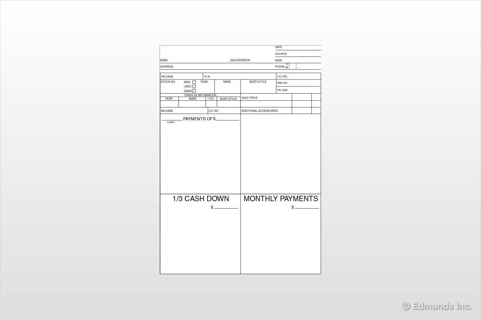The Car Dealer's Four-Square Worksheet - Edmunds Auto Finance Tips