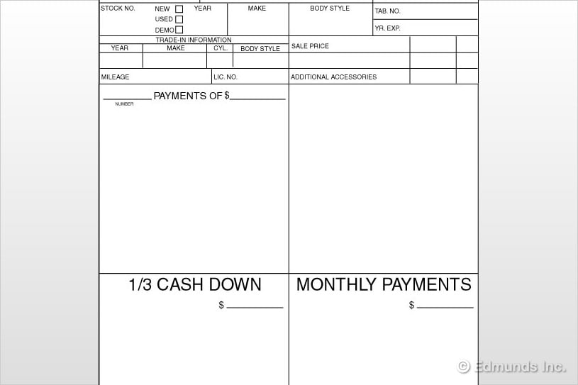 The Car Dealer's Four-Square Worksheet - Edmunds Auto Finance Tips