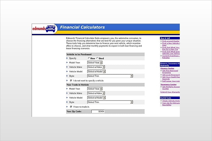 Follow the prompts on this central page to get the numbers you need to answer all your car-buying questions. You can move between calculators and the numbers are transferred automatically.