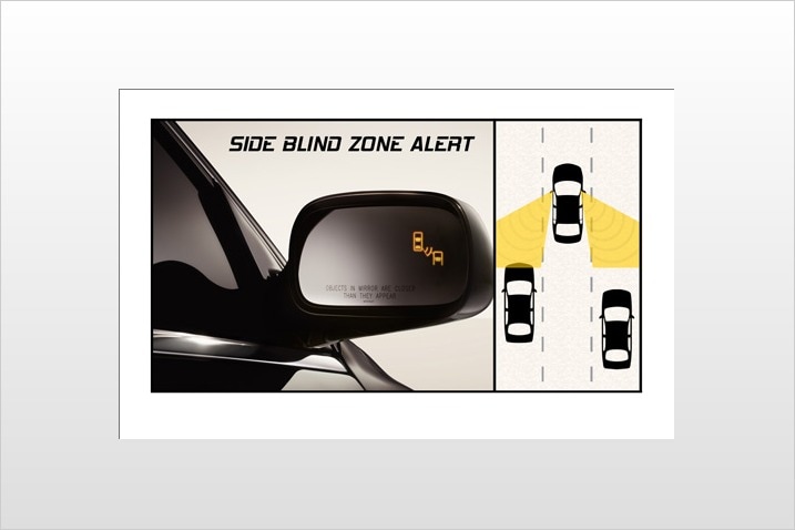 A Side Blind Zone Alert feature on the 2010 Buick LaCrosse detects vehicles in the car's blind spot and signals their presence with lights in the side mirrors.