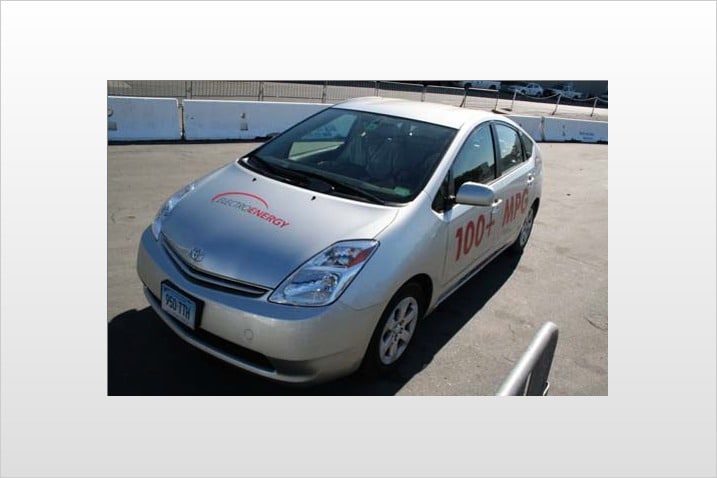 Electro Energy's converted Prius can achieve 100-plus mpg and plug into any household wall outlet.