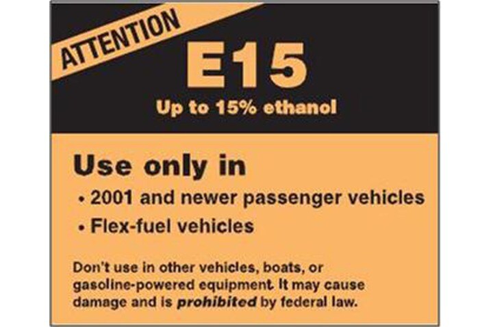The EPA has approved this label for fuel pumps dispensing the E15 blend. Opponents say it is not enough.