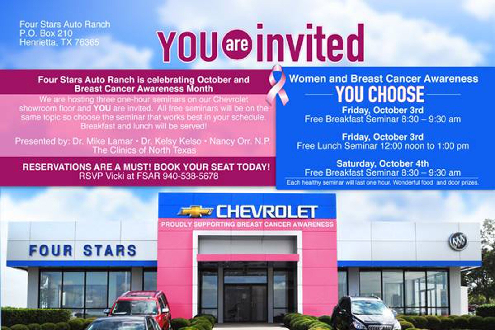 Four Stars Auto Ranch Paints Dealership Pink for Breast Cancer