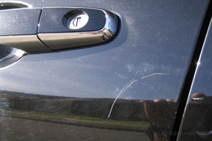 If you have a scratch in a very visible place, like right by the driver's door handle, you should try to touch it up before showing it to a potential buyer.
