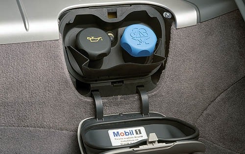 2008 Porsche Cayman Oil Fill and Washer Fluid Access Detail